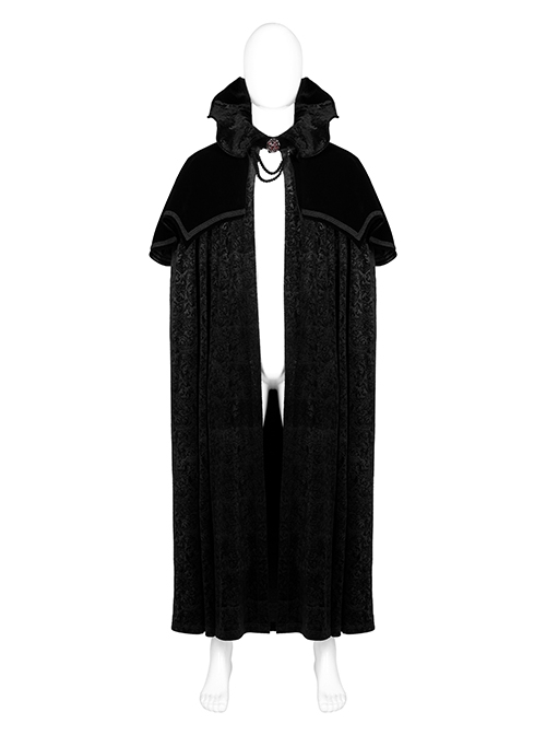 Gothic Style Adjustable Wire Collar Luxury Velvet Jacquard Imitation Ruby ​​Necklace Mysterious Bat Hem Black Cloak