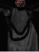 Gothic Style Adjustable Wire Collar Luxury Velvet Jacquard Imitation Ruby ​​Necklace Mysterious Bat Hem Black Cloak