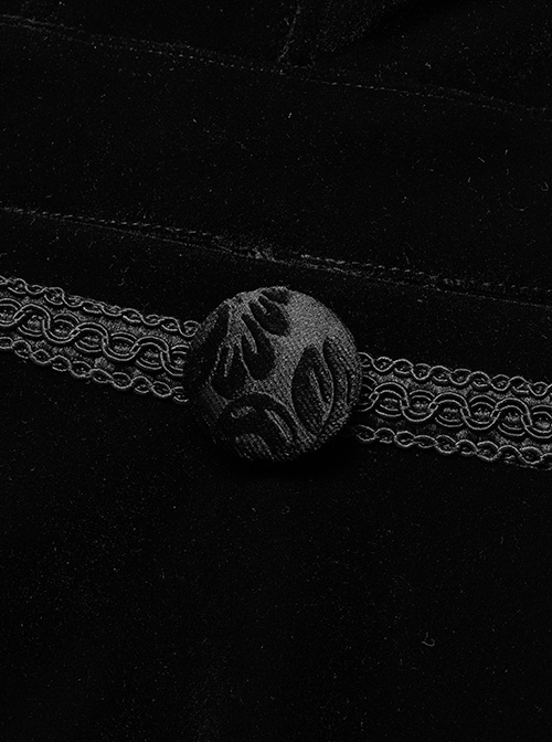 Gothic Style Adjustable Wire Collar Luxury Velvet Jacquard Imitation Ruby ​​Necklace Mysterious Bat Hem Black Cloak