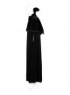 Gothic Style Adjustable Wire Collar Luxury Velvet Jacquard Imitation Ruby ​​Necklace Mysterious Bat Hem Black Cloak