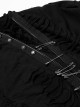 Punk Style Decadent Tattered Knitted Material Oversized Metal Pin Decoration Black Hooded Long Sleeves Coat