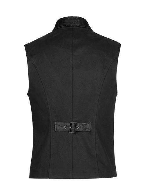 Gothic Style Elegant Lapel Gorgeous Ruffles Exquisite Embroidery Applique Retro Palace Black Slim Vest