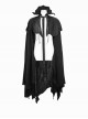 Gothic Retro Old Fashioned Cracked Irregular Knitwear With Cotton And Linen Black Metal Eyelet Cape