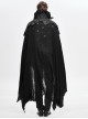 Gothic Retro Old Fashioned Cracked Irregular Knitwear With Cotton And Linen Black Metal Eyelet Cape