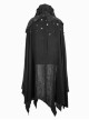 Gothic Retro Old Fashioned Cracked Irregular Knitwear With Cotton And Linen Black Metal Eyelet Cape