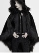 Gothic Style Simple Velvet Warm Wool Edge Black Lace Loose Hooded Cape