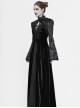 Gothic Style Exquisite Elastic Flocking Splicing Lace Mesh Black Tassel Trumpet Sleeve Shawl