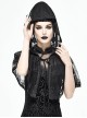 Gothic Style Sexy Slightly Transparent Elastic Mesh Splicing Lace Black Chiffon Hooded Cape
