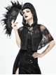 Gothic Style Sexy Slightly Transparent Elastic Mesh Splicing Lace Black Chiffon Hooded Cape