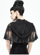 Gothic Style Sexy Slightly Transparent Elastic Mesh Splicing Lace Black Chiffon Hooded Cape