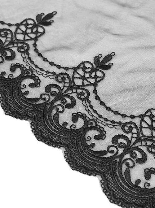 Gothic Style Sexy Slightly Transparent Elastic Mesh Splicing Lace Black Chiffon Hooded Cape