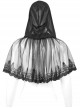 Gothic Style Sexy Slightly Transparent Elastic Mesh Splicing Lace Black Chiffon Hooded Cape