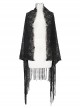 Gothic Style Exquisite Tassel Stitching Lace Print Black Slightly Transparent Shawl