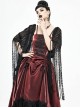 Gothic Style Exquisite Tassel Stitching Lace Print Black Slightly Transparent Shawl
