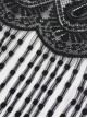 Gothic Style Exquisite Tassel Stitching Lace Print Black Slightly Transparent Shawl