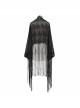 Gothic Style Exquisite Tassel Stitching Lace Print Black Slightly Transparent Shawl