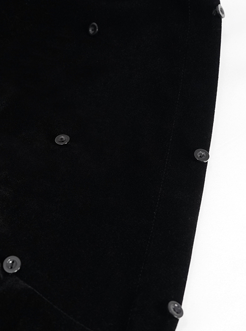 Gothic Style Simple Weft Velvet Front Lace Metal Buckle Decoration Black Detachable Hooded Cape