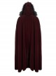 Gothic Style Simple Weft Velvet Front Lace Metal Buckle Decoration Red Detachable Hooded Cape