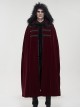 Gothic Style Simple Weft Velvet Front Lace Metal Buckle Decoration Red Detachable Hooded Cape