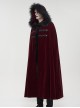 Gothic Style Simple Weft Velvet Front Lace Metal Buckle Decoration Red Detachable Hooded Cape
