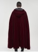 Gothic Style Simple Weft Velvet Front Lace Metal Buckle Decoration Red Detachable Hooded Cape