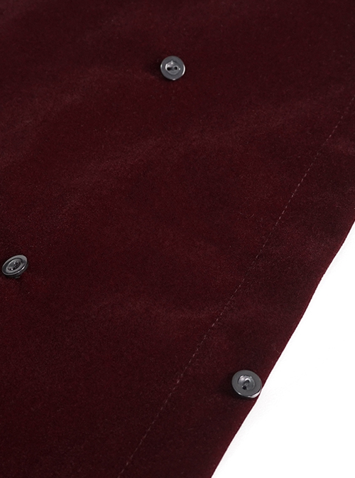 Gothic Style Simple Weft Velvet Front Lace Metal Buckle Decoration Red Detachable Hooded Cape