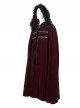 Gothic Style Simple Weft Velvet Front Lace Metal Buckle Decoration Red Detachable Hooded Cape
