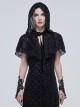 Gothic Style Three-Dimensional Lace Flocking Flower Net Front Center Adjustable Lace Black Thin Shawl