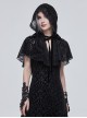 Gothic Style Three-Dimensional Lace Flocking Flower Net Front Center Adjustable Lace Black Thin Shawl