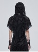 Gothic Style Three-Dimensional Lace Flocking Flower Net Front Center Adjustable Lace Black Thin Shawl