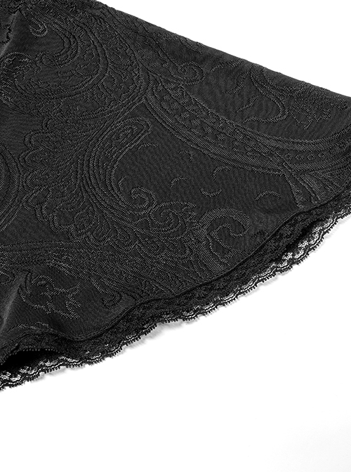 Gothic Style Exquisite Embroidery Applique Retro Metal Buttons Black Trumpet Sleeves Hooded Slim Long Coat
