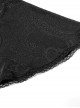 Gothic Style Exquisite Embroidery Applique Retro Metal Buttons Black Trumpet Sleeves Hooded Slim Long Coat