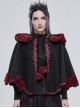 Gothic Style Soft Wool Front Red Lace With Black Thermal Fabric  Hooded Shawl