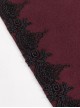 Gothic Style Soft Wool Front Black Lace With Burgundy Thermal Fabric Hooded Shawl