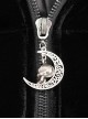 Gothic Style Warm Interwoven Cotton Plaid Front Center Metal Crescent Pendant Zipper Black Velvet Shawl