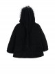Gothic Style Warm Interwoven Cotton Plaid Front Center Metal Crescent Pendant Zipper Black Velvet Shawl