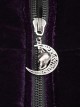 Gothic Style Warm Interwoven Cotton Plaid Front Center Metal Crescent Pendant Zipper Purple Velvet Shawl