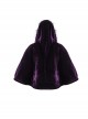 Gothic Style Warm Interwoven Cotton Plaid Front Center Metal Crescent Pendant Zipper Purple Velvet Shawl