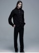 Gothic Style Stand Collar Classical Picture Frame Button Red Ribbon Decoration Vintage Black Lantern Sleeve Shirt