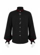 Gothic Style Stand Collar Classical Picture Frame Button Red Ribbon Decoration Vintage Black Lantern Sleeve Shirt