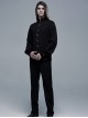 Gothic Style Stand Collar Classical Picture Frame Button Red Ribbon Decoration Vintage Black Lantern Sleeve Shirt