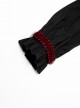 Gothic Style Stand Collar Classical Picture Frame Button Red Ribbon Decoration Vintage Black Lantern Sleeve Shirt