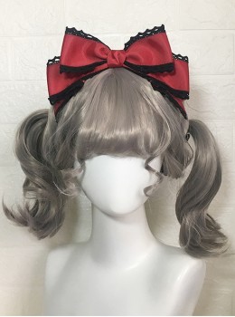 Versatile Handmade Satin Sweet Cool Black Marginal Lace Gothic Lolita Large Bowknot Hairpin