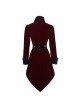 Gothic Style Elegant Velvet Collar Embroidery With Exquisite Carved Buttons Black And Red Swallowtail Jacket