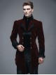 Gothic Style Elegant Weft Velvet Collar Embroidery With Exquisite Carved Buttons Black And Red Men's Swallowtail Jacket