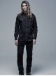 Punk Style Lapel Personality Patchwork Unique Skull Button Daily Cool Black Long Sleeves Male Shirt