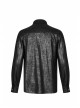 Punk Style Lapel Personality Patchwork Unique Skull Button Daily Cool Black Long Sleeves Male Shirt