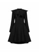 Gothic Style Cute Fur Ball Embroidered Lace Shawl Exquisite Rose Button Retro Black Long Sleeves Wool Coat
