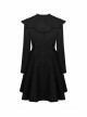 Gothic Style Cute Fur Ball Embroidered Lace Shawl Exquisite Rose Button Retro Black Long Sleeves Wool Coat
