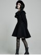Gothic Style Cute Fur Ball Embroidered Lace Shawl Exquisite Rose Button Retro Black Long Sleeves Wool Coat